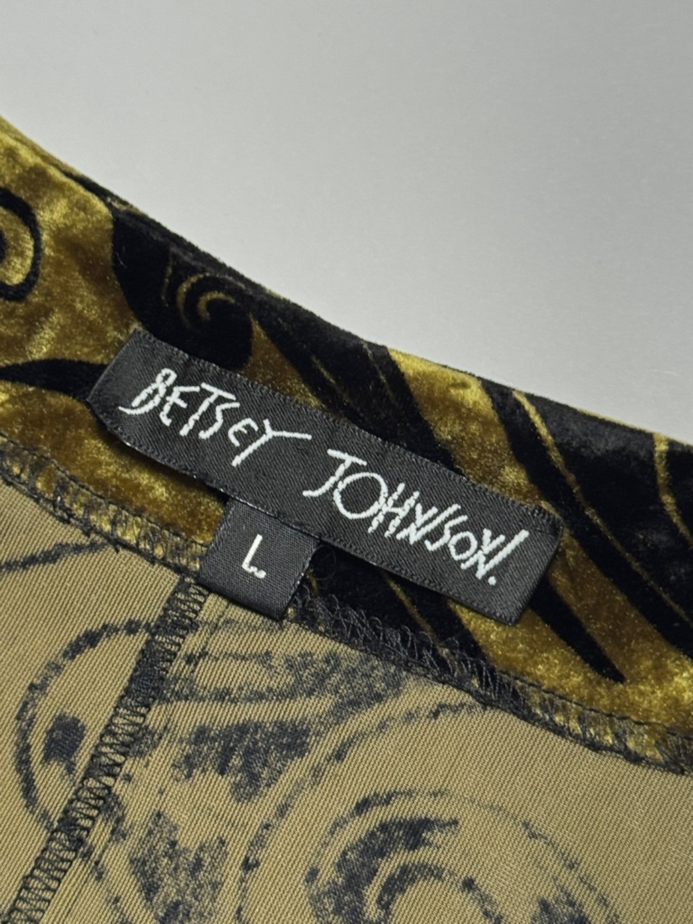 BETSEY JOHNSON Vintage 90's Velvet Frank for Betsey Tattoo Print A-Line Dress LG - Picture 2 of 12